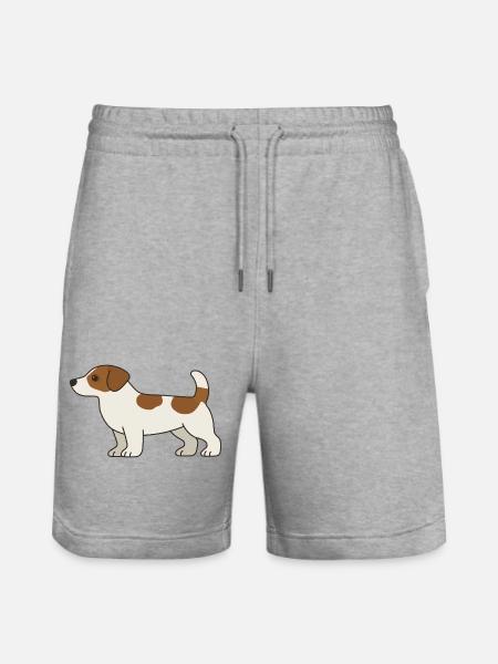Beagle Cartoon Dog White Brown - Stanley/Stella Trainer Unisex Organic Jogging Shorts - heather grey