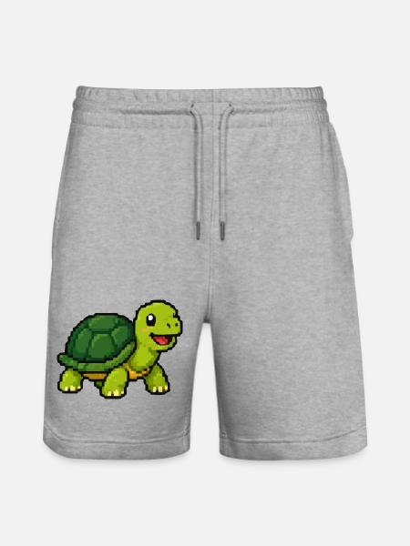 Pixel Turtle Adventure - Stanley/Stella Trainer Unisex Organic Jogging Shorts - heather grey