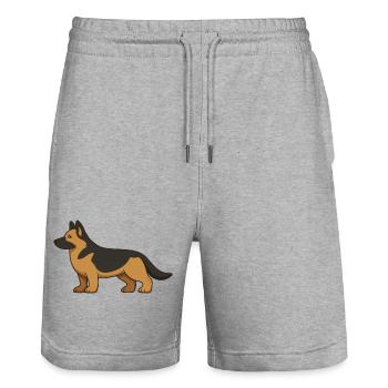 German Shepherd Illustration in Brown and Black - Stanley/Stella Trainer Unisex Organic Jogging Shorts - heather grey - Front - Nik (191cm) & Marisol (170cm)