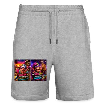Affe und Schwein so muss das sein! - Stanley/Stella Unisex Bio Joggingshorts Trainer  - Grau meliert - Vorne - Nik (191cm) & Marisol (170cm)