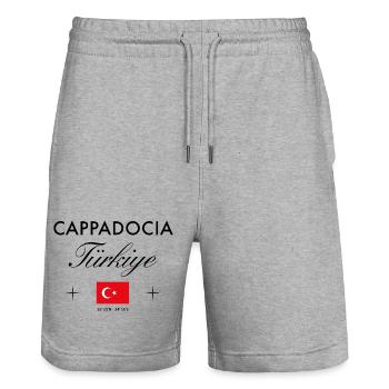 Kappadokien Türkei Koordinaten Reise Souvenir - Stanley/Stella Unisex Bio Joggingshorts Trainer  - Grau meliert - Vorne - Nik (191cm) & Marisol (170cm)