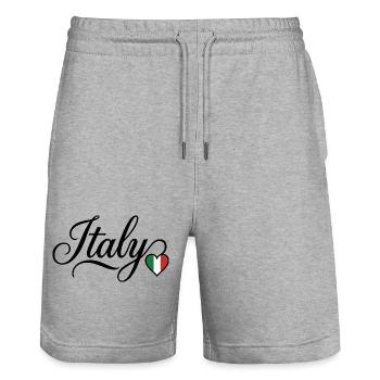 Italie Love Script Heart - Short de jogging bio TRAINER Stanley/Stella unisexe - gris chiné - Devant - Nik (191cm) & Marisol (170cm)
