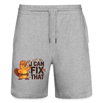 Artisan Beaver - Stanley/Stella Trainer Unisex Organic Jogging Shorts - heather grey - Front - Nik (191cm) & Marisol (170cm)