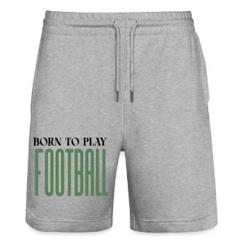 Elongated Football Glyphs - Stanley/Stella Trainer Unisex Organic Jogging Shorts - heather grey - Front - Nik (191cm) & Marisol (170cm)