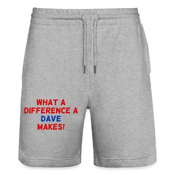 What a Dave Difference Makes - Stanley/Stella Trainer Unisex Organic Jogging Shorts - heather grey - Front - Nik (191cm) & Marisol (170cm)