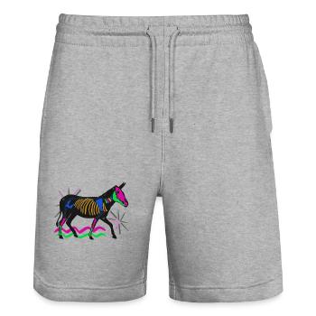 Neon Skeletesel - Stanley/Stella Trainer Unisex Organic Jogging Shorts - heather grey - Front - Nik (191cm) & Marisol (170cm)