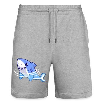 Dessin animé de requin - Short de jogging bio TRAINER Stanley/Stella unisexe - gris chiné - Devant - Nik (191cm) & Marisol (170cm)