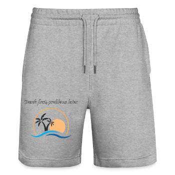 Beach first, problems later. - Stanley/Stella Trainer Unisex Organic Jogging Shorts - heather grey - Front - Nik (191cm) & Marisol (170cm)