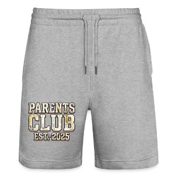 Club des parents 2025 - Short de jogging bio TRAINER Stanley/Stella unisexe - gris chiné - Devant - Nik (191cm) & Marisol (170cm)