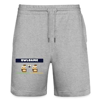 OwlGame Owl Duo Pixel - Stanley/Stella Trainer Unisex Organic Jogging Shorts - heather grey - Front - Nik (191cm) & Marisol (170cm)