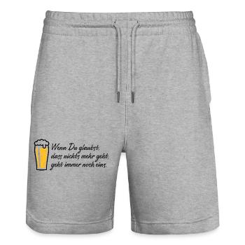 Wenn Du Glaubst, Dass Nichts Mehr Geht, Bier POS2C - Stanley/Stella Unisex Bio Joggingshorts Trainer  - Grau meliert - Vorne - Nik (191cm) & Marisol (170cm)