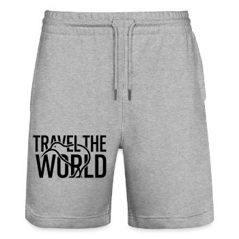 Silhouette des oiseaux kiwi : Voyager dans le monde – Minimaliste - Short de jogging bio TRAINER Stanley/Stella unisexe - gris chiné - Devant - Nik (191cm) & Marisol (170cm)