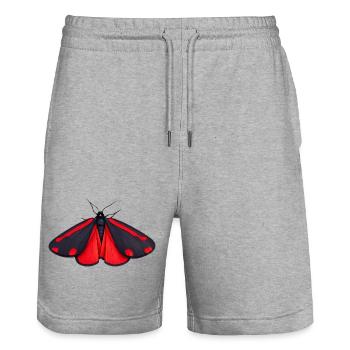 Cinnabar Moth Tyria jacobaeae Cartoon Style - Short de jogging bio TRAINER Stanley/Stella unisexe - gris chiné - Devant - Nik (191cm) & Marisol (170cm)