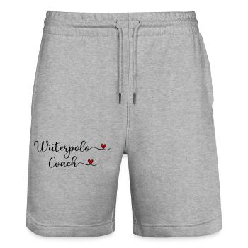 Waterpolo Coach with a Heart Design - Stanley/Stella Trainer Unisex Organic Jogging Shorts - heather grey - Front - Nik (191cm) & Marisol (170cm)