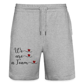 Nous sommes une équipe Team Unity Design with a Heart - Short de jogging bio TRAINER Stanley/Stella unisexe - gris chiné - Devant - Nik (191cm) & Marisol (170cm)