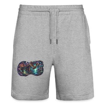 Night Forest Dragon Trail - Stanley/Stella Trainer Unisex Organic Jogging Shorts - heather grey - Front - Nik (191cm) & Marisol (170cm)