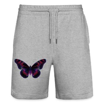 Papillon néon holographique - Short de jogging bio TRAINER Stanley/Stella unisexe - gris chiné - Devant - Nik (191cm) & Marisol (170cm)