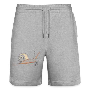 Schnecke  - Stanley/Stella Unisex Bio Joggingshorts Trainer  - Grau meliert - Vorne - Nik (191cm) & Marisol (170cm)