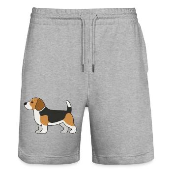 Beagle Color Block Illustration - Stanley/Stella Trainer Unisex Organic Jogging Shorts - heather grey - Front - Nik (191cm) & Marisol (170cm)