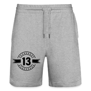 13_zahl - Stanley/Stella Trainer Unisex Organic Jogging Shorts - heather grey - Front - Nik (191cm) & Marisol (170cm)