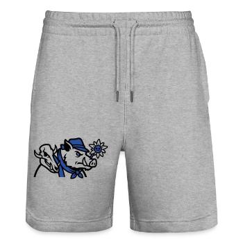 Logo du Crâne de sanglier sauvage - Short de jogging bio TRAINER Stanley/Stella unisexe - gris chiné - Devant - Nik (191cm) & Marisol (170cm)