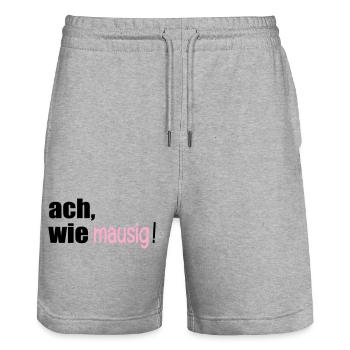 MAUSIGE SPRÜCHE - Stanley/Stella Unisex Bio Joggingshorts Trainer  - Grau meliert - Vorne - Nik (191cm) & Marisol (170cm)