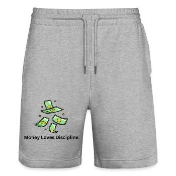 L’argent aime la discipline – Mentalité des affaires - Short de jogging bio TRAINER Stanley/Stella unisexe - gris chiné - Devant - Nik (191cm) & Marisol (170cm)