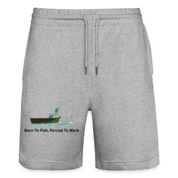Né pour pêcher forcé de travailler – Pêcheur - Short de jogging bio TRAINER Stanley/Stella unisexe - gris chiné - Devant - Nik (191cm) & Marisol (170cm)