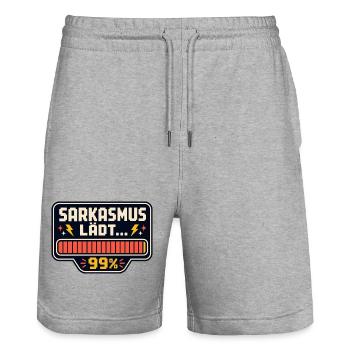 Sarkasmus lädt 99% – Lustiger Spruch - Stanley/Stella Unisex Bio Joggingshorts Trainer  - Grau meliert - Vorne - Nik (191cm) & Marisol (170cm)