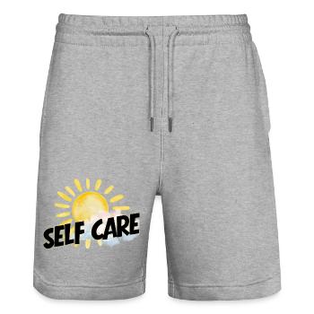 Selbstfürsorge Sonne – Sanfter Optimismus - Stanley/Stella Unisex Bio Joggingshorts Trainer  - Grau meliert - Vorne - Nik (191cm) & Marisol (170cm)