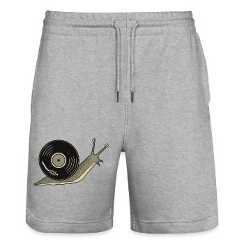 Vintage Vinyl Record Snail - Stanley/Stella Trainer Unisex Organic Jogging Shorts - heather grey - Front - Nik (191cm) & Marisol (170cm)