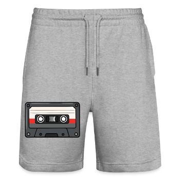 Cassette rétro Cassette Musi vintage années 80 et 90 - Short de jogging bio TRAINER Stanley/Stella unisexe - gris chiné - Devant - Nik (191cm) & Marisol (170cm)