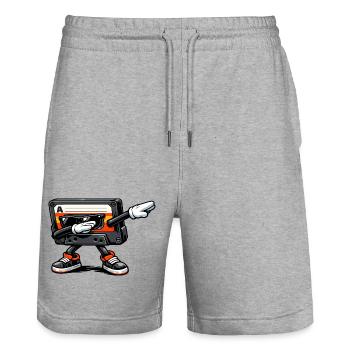 Dabbing Music Tape – Retro Musik - Stanley/Stella Unisex Bio Joggingshorts Trainer  - Grau meliert - Vorne - Nik (191cm) & Marisol (170cm)