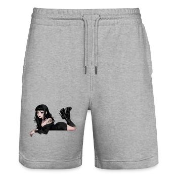 Élégante Sombre Pin-up Gothique - Short de jogging bio TRAINER Stanley/Stella unisexe - gris chiné - Devant - Nik (191cm) & Marisol (170cm)