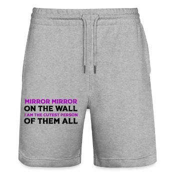 Mirror Mirror I Am the Cutest - Stanley/Stella Trainer Unisex Organic Jogging Shorts - heather grey - Front - Nik (191cm) & Marisol (170cm)