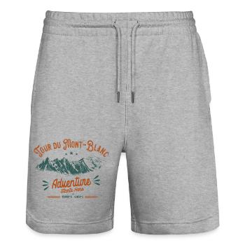 Tour du Mont-Blanc TMB Adventure Randonnée Alpes - Short de jogging bio TRAINER Stanley/Stella unisexe - gris chiné - Devant - Nik (191cm) & Marisol (170cm)
