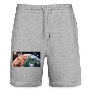Planetary Terraforming: Birth of New Life from Spa - Stanley/Stella Trainer Unisex Organic Jogging Shorts - heather grey - Front - Nik (191cm) & Marisol (170cm)