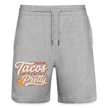 Tacos and Tell Me I'm Pretty - Stanley/Stella Trainer Unisex Organic Jogging Shorts - heather grey - Front - Nik (191cm) & Marisol (170cm)