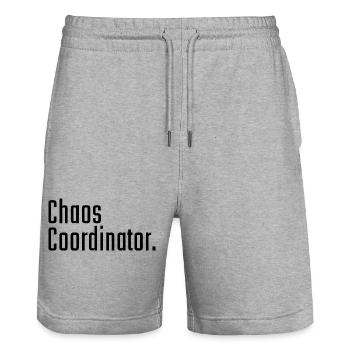 Coordinateur du Chaos - Typographie Diction - Short de jogging bio TRAINER Stanley/Stella unisexe - gris chiné - Devant - Nik (191cm) & Marisol (170cm)