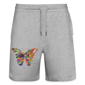 Colorful Polygon Butterfly - Stanley/Stella Trainer Unisex Organic Jogging Shorts - heather grey - Front - Nik (191cm) & Marisol (170cm)