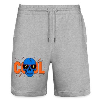 Cool Skull Flash Sunglasses - Stanley/Stella Trainer Unisex Organic Jogging Shorts - heather grey - Front - Nik (191cm) & Marisol (170cm)