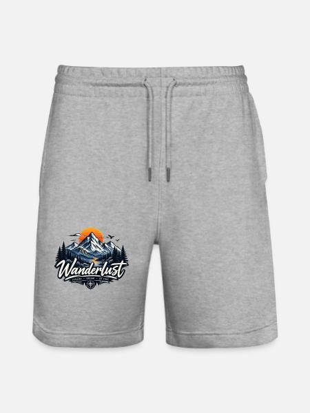 Wanderlust - Stanley/Stella Unisex Bio Joggingshorts Trainer  - Grau meliert