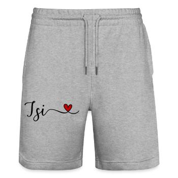 Isi with heart - Stanley/Stella Trainer Unisex Organic Jogging Shorts - heather grey - Front - Nik (191cm) & Marisol (170cm)