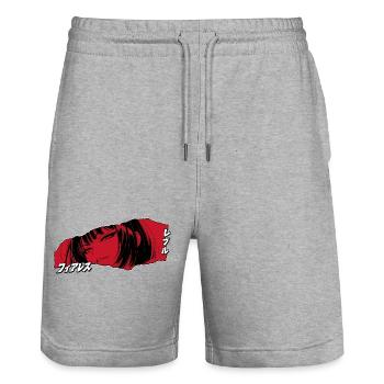 Rebellisches Anime Mädchen und Schriftzeichen - Stanley/Stella Unisex Bio Joggingshorts Trainer  - Grau meliert - Vorne - Nik (191cm) & Marisol (170cm)