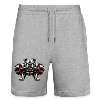Bulldog Strength Dumbbell - Stanley/Stella Trainer Unisex Organic Jogging Shorts - heather grey - Front - Nik (191cm) & Marisol (170cm)