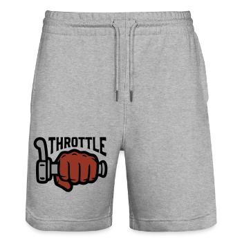 Throttle Throttle Grip Lettering - Stanley/Stella Trainer Unisex Organic Jogging Shorts - heather grey - Front - Nik (191cm) & Marisol (170cm)