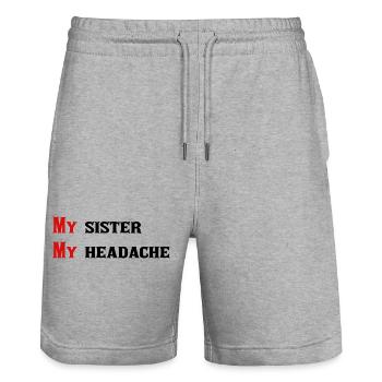My sister nice quote - Stanley/Stella Trainer Unisex Organic Jogging Shorts - heather grey - Front - Nik (191cm) & Marisol (170cm)