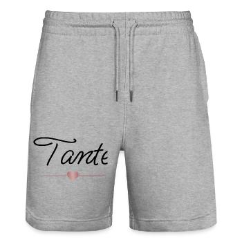 Best Aunt with Heart – Family Gift - Stanley/Stella Trainer Unisex Organic Jogging Shorts - heather grey - Front - Nik (191cm) & Marisol (170cm)