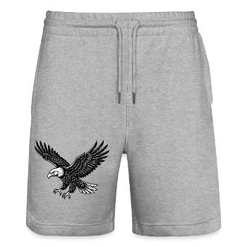 Eagle Bird in Flight Mode - Stanley/Stella Trainer Unisex Organic Jogging Shorts - heather grey - Front - Nik (191cm) & Marisol (170cm)