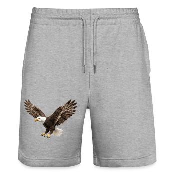 Powerful eagle in flight bird - Stanley/Stella Trainer Unisex Organic Jogging Shorts - heather grey - Front - Nik (191cm) & Marisol (170cm)